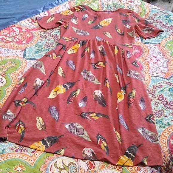 LOVE KUZA Burnt Orange/Red Feather Modest Dress M - Picture 7 of 8